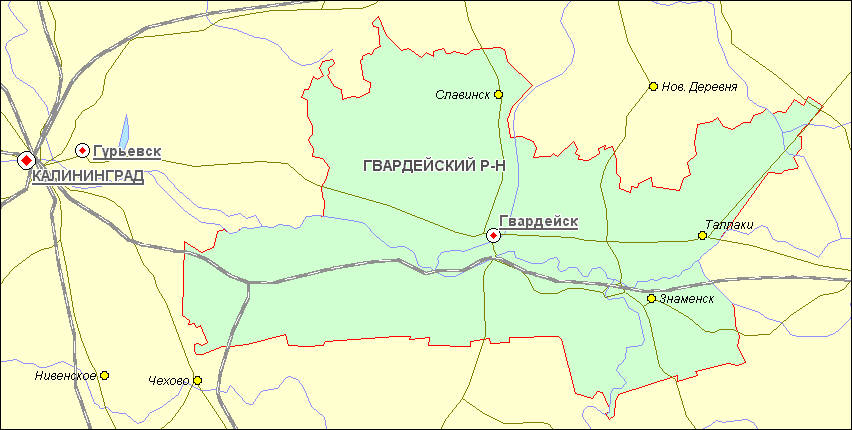 Гвардейск карта достопримечательностей