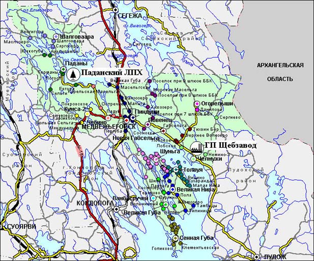 Карта заонежья с населенными пунктами подробная