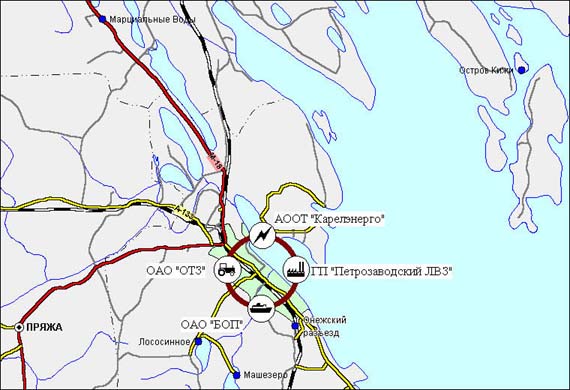 Карта окрестностей петрозаводска